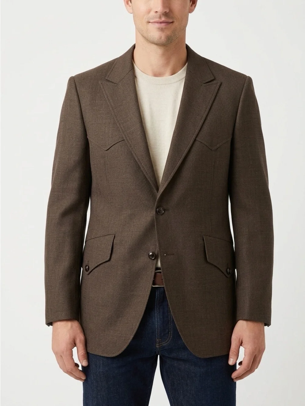 Simpson Clothes Vintage 1980 Western Wool Sport Coat Blazer Brown 40R